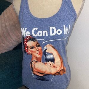 Women’s Small Rosie The Riveter Workout Shirt Blue Tank